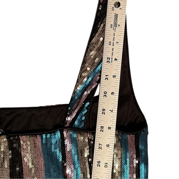 LULUS Multicolor Sequin Bodycon Mini Dress sz S Stripe Sleeveless Stretchy Lined - Picture 7 of 10